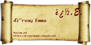 Árvay Emma névjegykártya