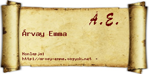 Árvay Emma névjegykártya